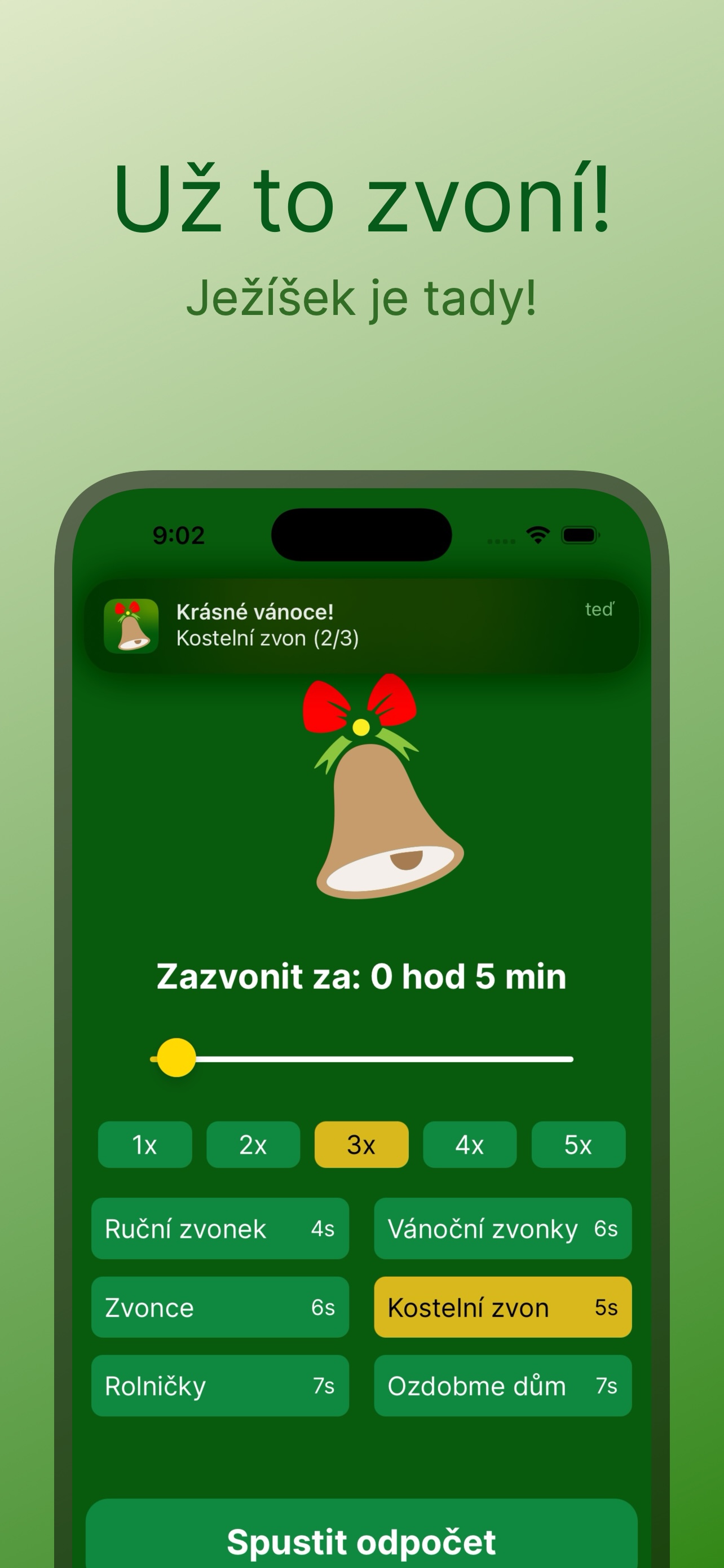 Screenshot aplikace - Už to zvoní! - Ježíšek je tady!